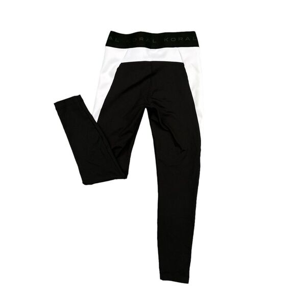 Koral Mid Rise Black With White Side Panel Leggings Size Medium NWOT - Picture 4 of 7